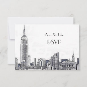 NYC Skyline 01 Etched White RSVP #2 OSA Kort