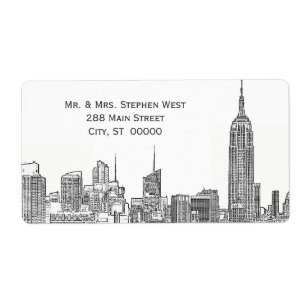 NYC Skyline 01A Etched Address Label Fraktsedel