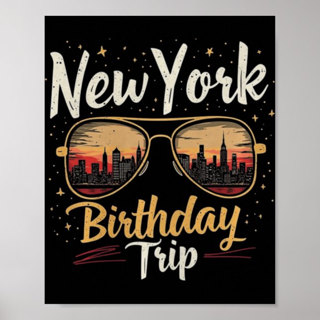 Nyc Skyline Birthday New York Trip Celebration Des Poster (Framsidan)