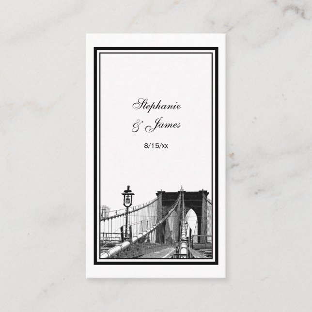 NYC Skyline Bklyn Bridge #2 Etched Place-kort Placeringskort (Framsida)