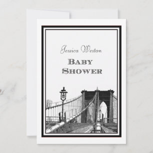 NYC Skyline Brooklyn Bridge #2 DIY Baby Shower-inb Inbjudningar