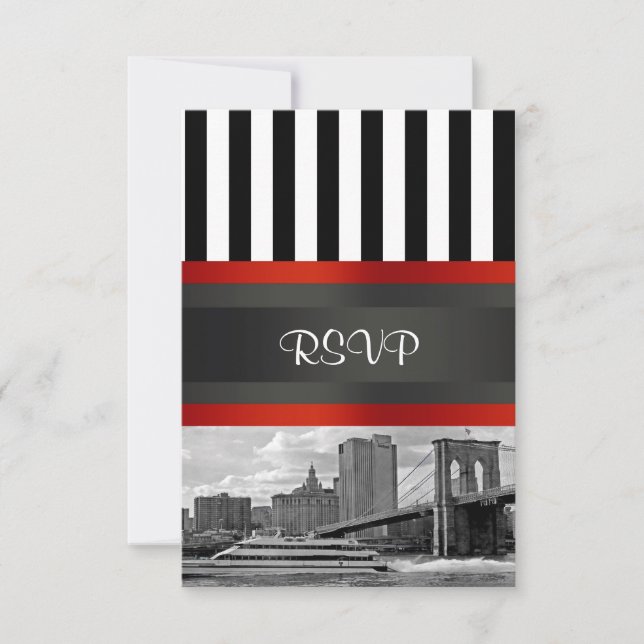 NYC Skyline Brooklyn Bridge Båt Inbjudan Suite (Framsida)