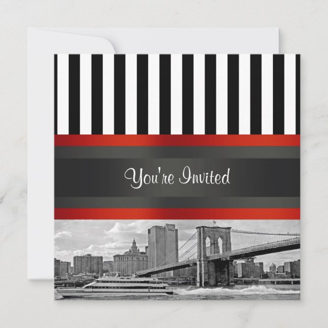 NYC Skyline Brooklyn Bridge, Båtparty Inbjudan (Framsida)