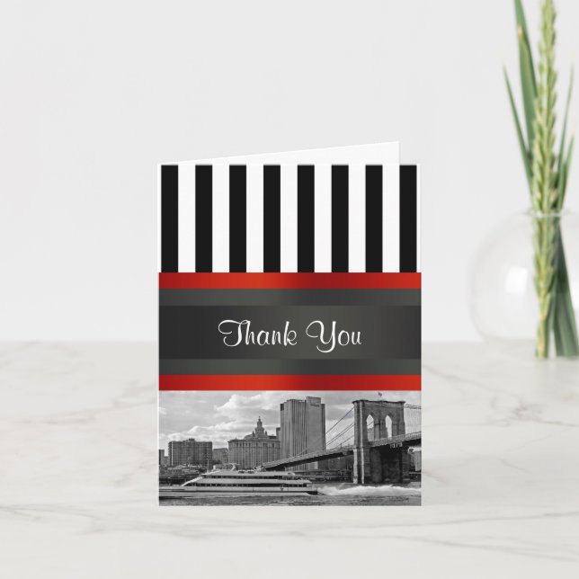 NYC Skyline Brooklyn Bridge, Boat Investigation Su Tack Kort (Framsida)