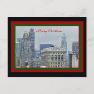 NYC Skyline Chrysler Bldg, Flatiron Snö jul Helg Vykort