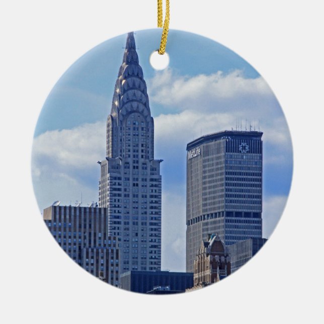NYC Skyline Chrysler Building B1 Julgransprydnad Keramik (Framsidan)