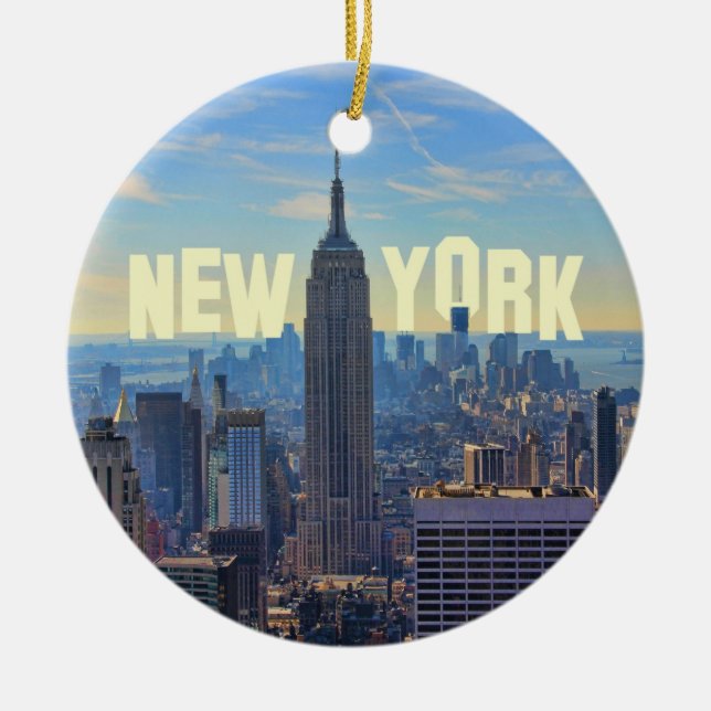 NYC Skyline Emp St Building, World Trade 2C Julgransprydnad Keramik (Framsidan)