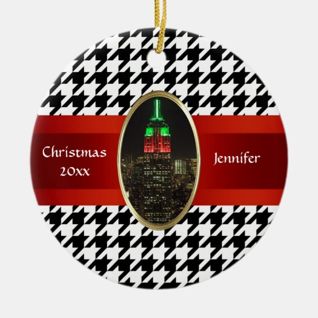 NYC Skyline: Emp St Byggnad Julaftnar #5 Julgransprydnad Keramik (Framsidan)