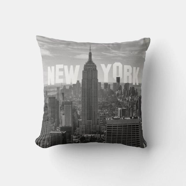 NYC Skyline Empire State Building, WTC BW 2C Kudde (Framsida)
