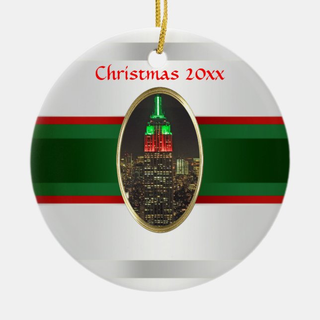 NYC Skyline: empire state Bygger Nattnatten Julaft Julgransprydnad Keramik (Framsidan)