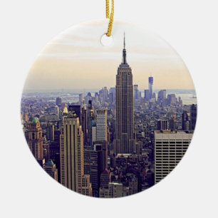 NYC skyline Empire state Byggnad, WTC 4 Julgransprydnad Keramik