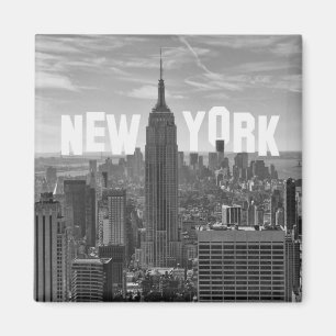 NYC Skyline Empire state Byggnad, WTC BW 2C Magnet