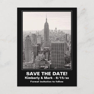NYC Skyline ESB BW 1 Spara datumet Meddelande Vykort