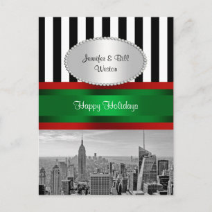 NYC Skyline ESB BW Blk Wht Strp P Jul Helg Vykort