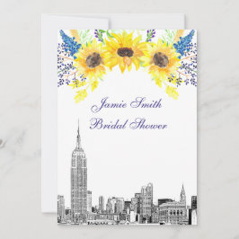 NYC Skyline ESB Etch Sunflower #2 Bröllopsdusch Inbjudningar