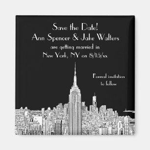 NYC Skyline ESB Top of the Rock Spara datum Blk Magnet
