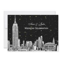 NYC Skyline Etch Starry DIY BG Wedding bjudande