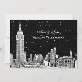 NYC Skyline Etch Starry DIY BG Wedding bjudande Inbjudningar