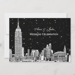NYC Skyline Etch Starry DIY BG Wedding bjudande Inbjudningar
