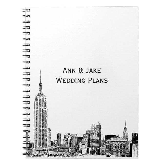 NYC Skyline Etched 01 Anteckningsbok Med Spiral (Framsidan)