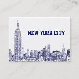 NYC Skyline Etched 01 Blå Visitkort