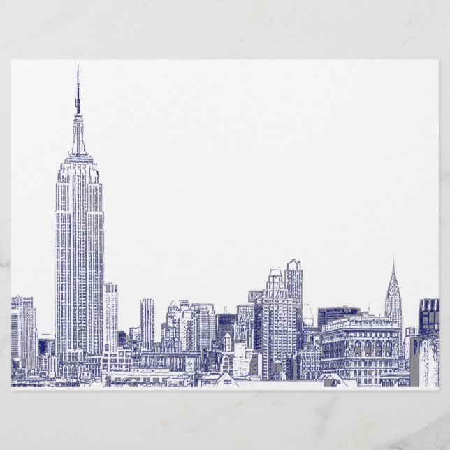NYC Skyline Etched 01 Blue (Framsida)
