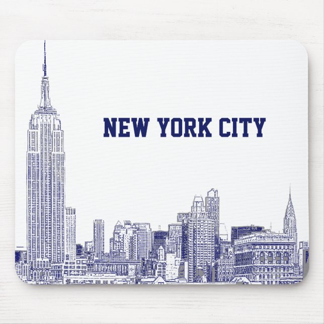 NYC Skyline Etched 01 Blue Musmatta (Framsidan)