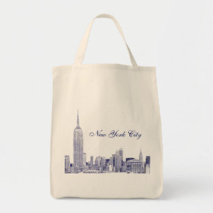 NYC Skyline Etched 01 Blue Tygkasse