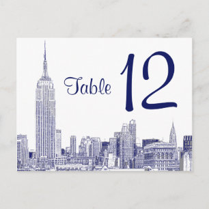 NYC Skyline Etched 01 Bordsnummer Blue