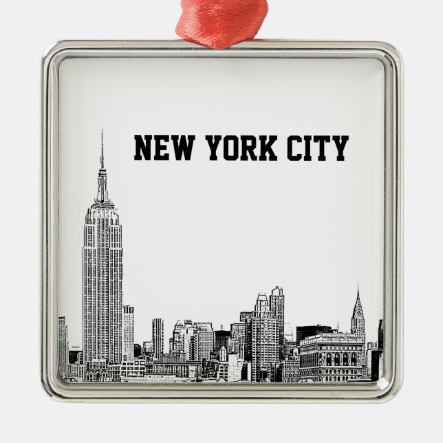 NYC Skyline Etched 01 Julgransprydnad Metall (Framsidan)