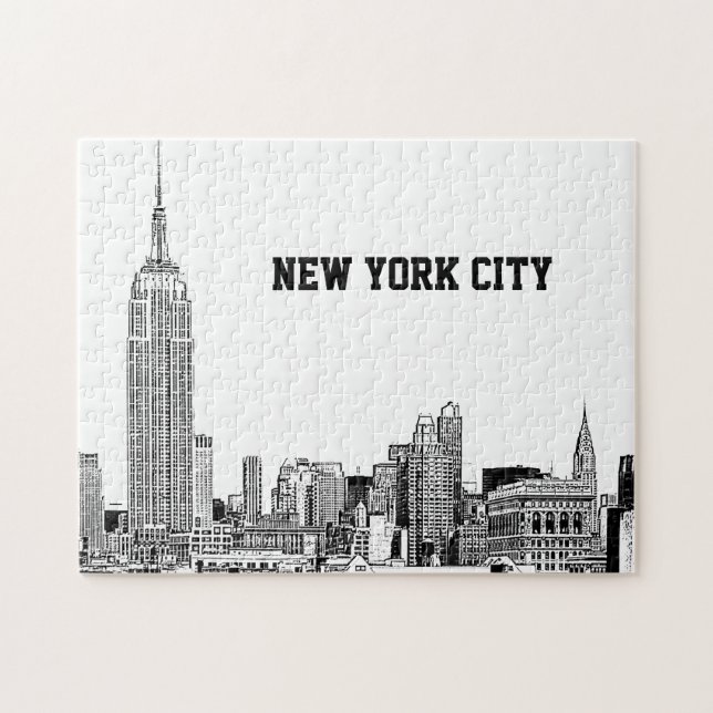 NYC Skyline Etched 01 Pussel (Horisontell)