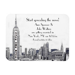 NYC Skyline Etched 01 Spara datum Magnet
