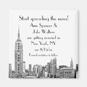 NYC Skyline Etched 01 Spara datum Magnet