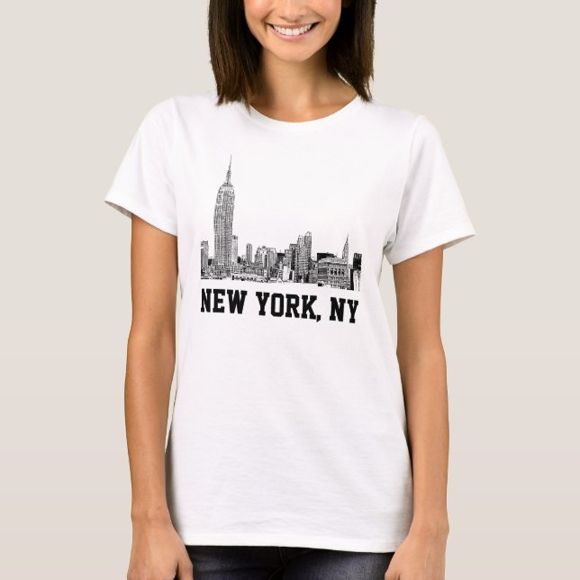 NYC Skyline Etched 01 T Shirt (Framsida)