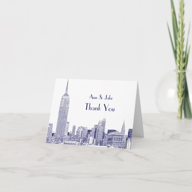 NYC Skyline Etched 01 Tack Kort (Framsida)