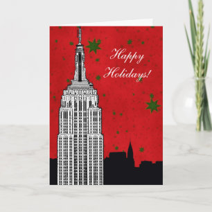 NYC Skyline Etched ESB 2 God Helgdag Helgkort