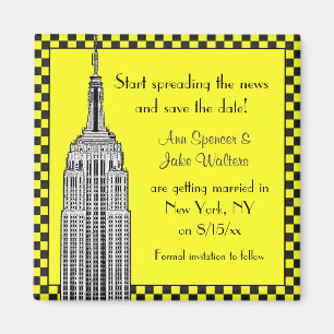 NYC Skyline Etched ESB Rutat Taxi Spara datum Magnet
