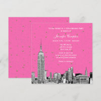 NYC Skyline Etched Starry DIY BG Color SQ Sweet 16