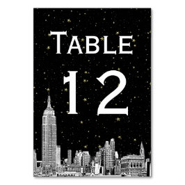 NYC Skyline Etched Starry DIY BG SQ Bordsnummer