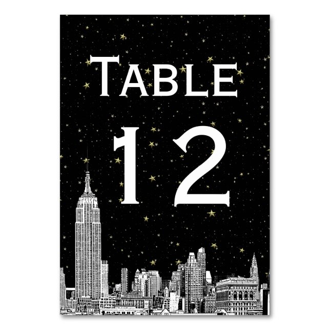 NYC Skyline Etched Starry DIY BG SQ Bordsnummer (Framsidan)