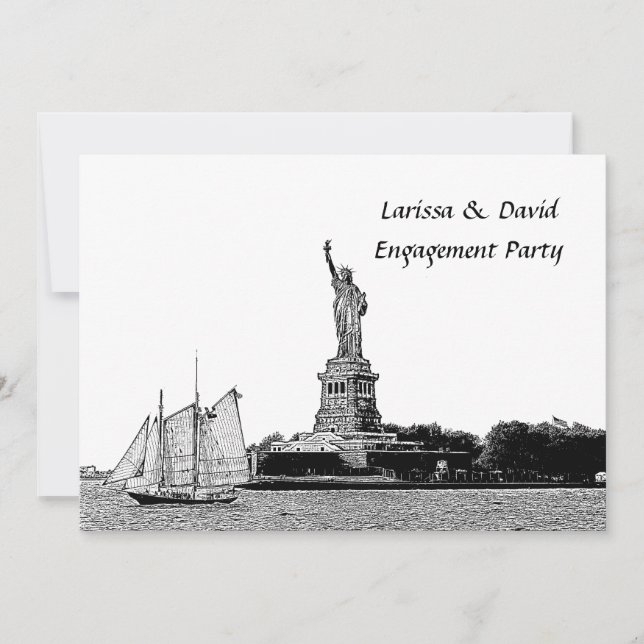 NYC Skyline Etsad Liberty-festfirande Inbjudningar (Framsida)