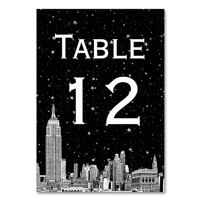 NYC Skyline Etsad Stjärnig DIY BG Bordnummer Bordsnummer (Baksidan)
