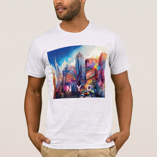 NYC Skyline Graffiti Art T Shirt (Framsida)