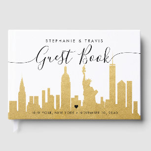 NYC Skyline Guld New York Destination Wedding Gästböcker
