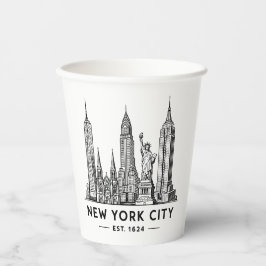 NYC Skyline Illustration with Statue of Liberty