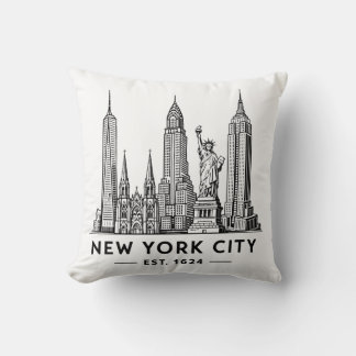 NYC Skyline Illustration with Statue of Liberty Kudde
