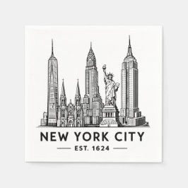 NYC Skyline Illustration with Statue of Liberty Pappersservett