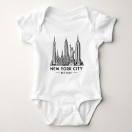 NYC Skyline Illustration with Statue of Liberty T Shirt