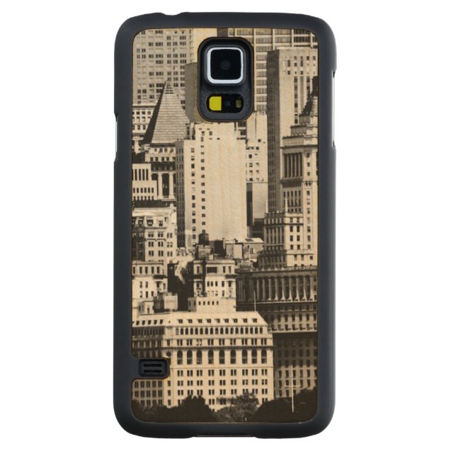 NYC Skyline IX Carved Lönn Galaxy S5 Slim Skal (Baksidan)