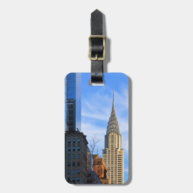 NYC Skyline: Midtown View of the Chrysler Byggnad Bagagebricka (Vertikal Framsida)